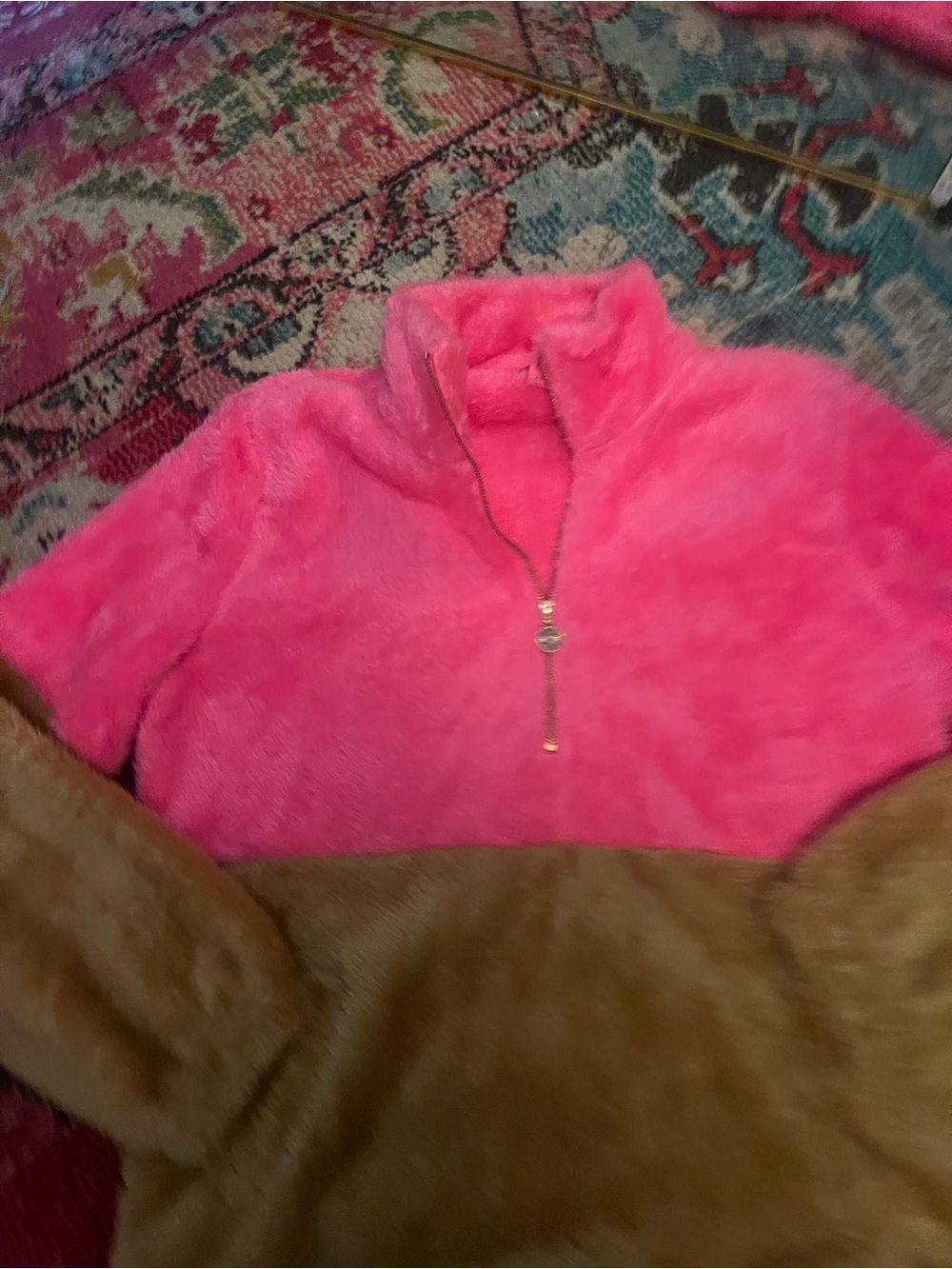Lilly Pulitzer Bright Pink Sherpa Half-Zip Pullover